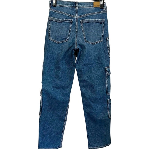 AMERICAN EAGLE Super High Rise Baggy Straight Cargo Jeans size 4, medium wash - Picture 12 of 16